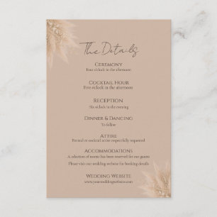 Whispering Pampas Wedding Details Enclosure Card