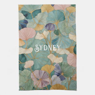 Whispering Pastel Gingko Tea Towel