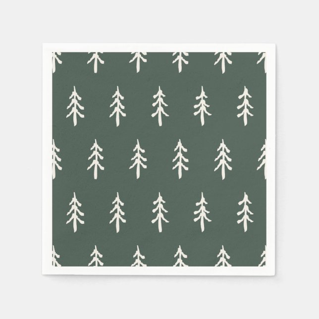 Whispering Pines - Deep Forest Green Napkin (Front)