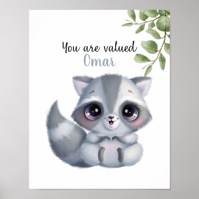 Whispering Racoon Affirmations Customisable Poster (Front)