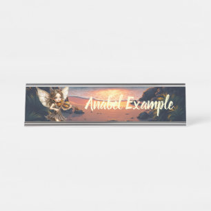 Whispering Strings of the Sunset Fairy. Desk Name Plate