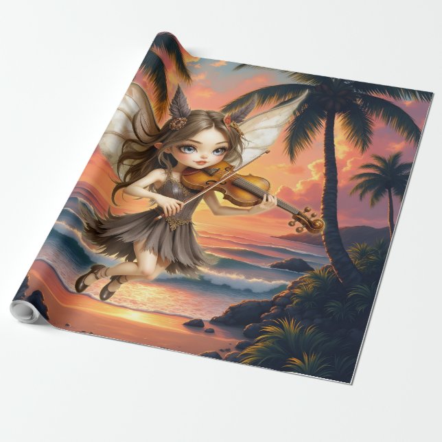 Whispering Strings of the Sunset Fairy.  Wrapping Paper (Unrolled)