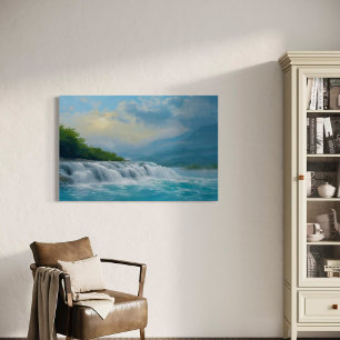 Whispering Waterfall – Peaceful Landscape Canvas Print
