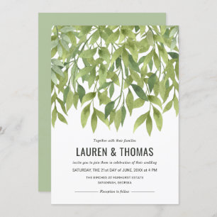 Whispering Willows Watercolor Greenery Wedding Invitation