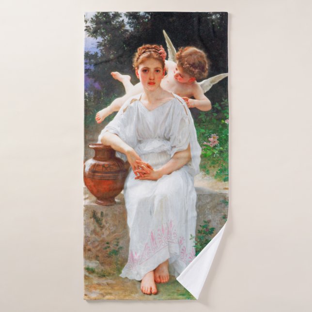Whisperings of Love, Bouguereau Bath Towel (Bath Towel)