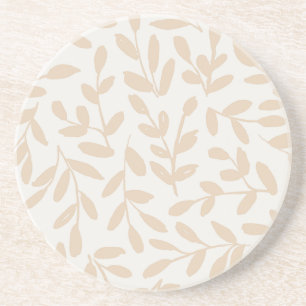 Whisperleaf-Subtle Botanical In Cream & Beige Coaster