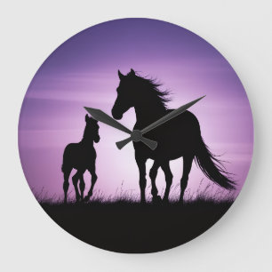 Whispers beneath the violet sky wall clock