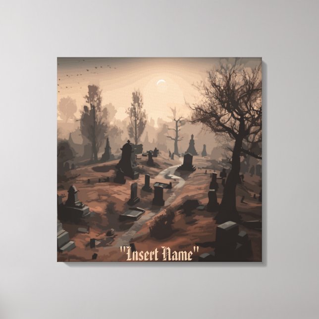Whispers in the Dark: Terrifying Cemetery Ambience Canvas Print (Front)