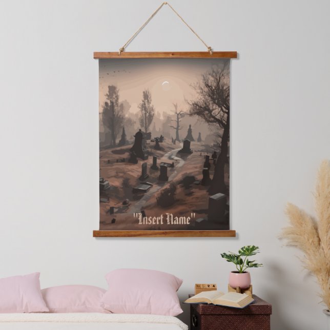 Whispers in the Dark: Terrifying Cemetery Ambience Hanging Tapestry (Bedroom)