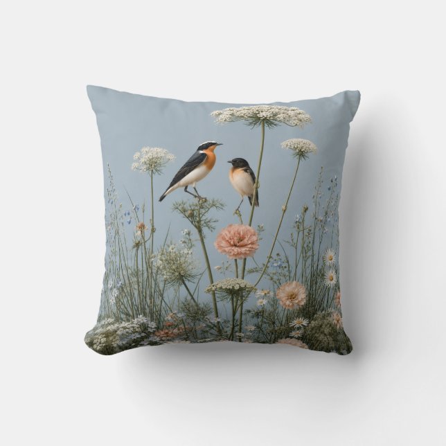 Whispers in the Meadow Powder Blue Cushion (Front)