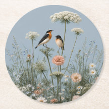 Whispers in the Meadow Powder Blue Paper Coaster