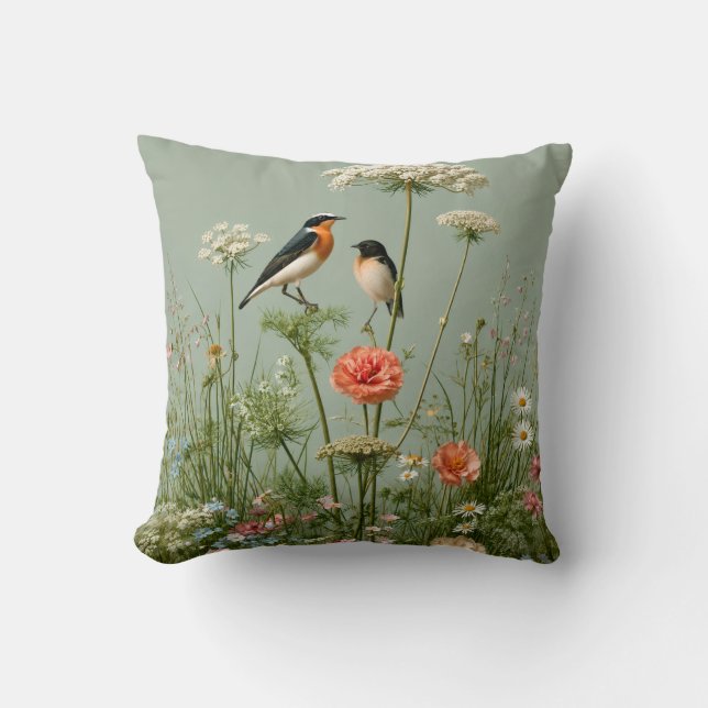 Whispers in the Meadow Sage Green Pillow (Front)