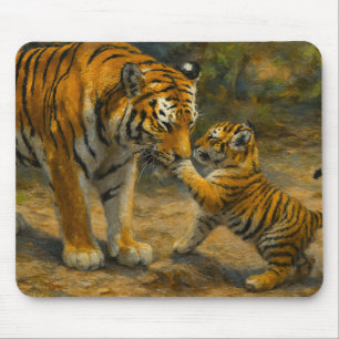 Whispers in the Wild – Tiger and Cub in Forest Mouse Pad