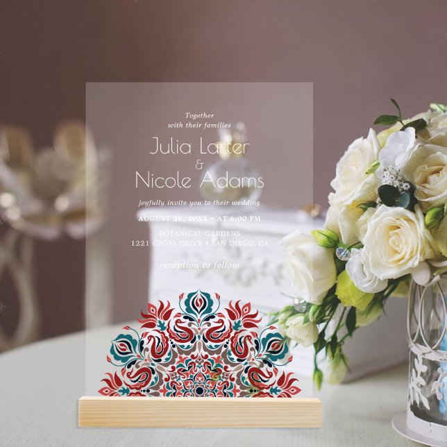 Whispers Lake Swan Lotus Flowers Mandala Wedding Acrylic Invitations (Creator Uploaded)