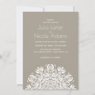 Whispers Lake Swan Lotus Flowers Mandala Wedding Invitation
