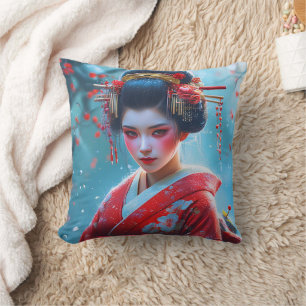 Whispers of a Crimson Maiko Cushion