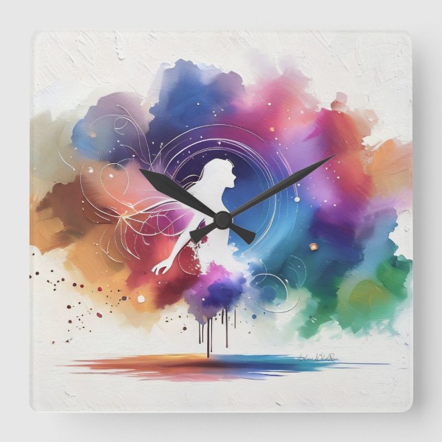 Whispers of a Rainbow Soul Square Wall Clock (Front)