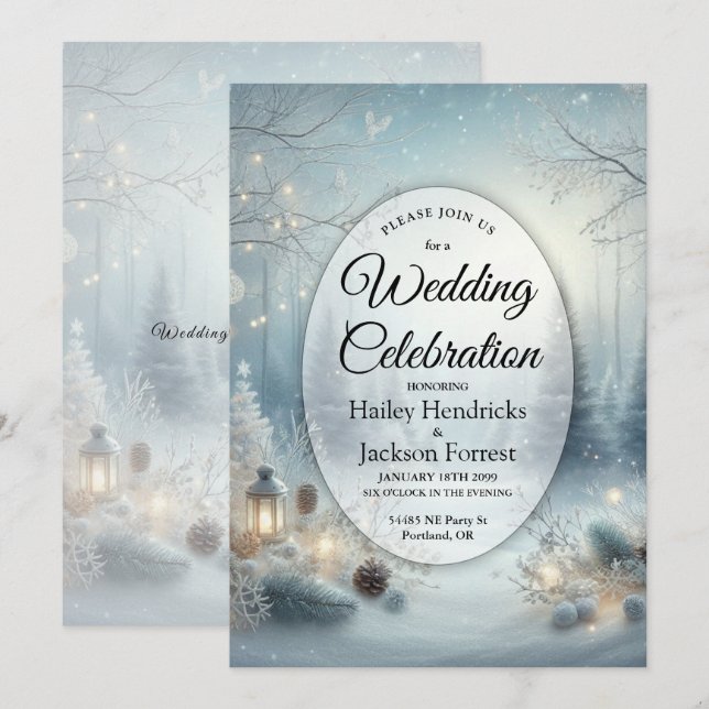 Whispers of a Winter Solstice Wedding Invitation (Front/Back)