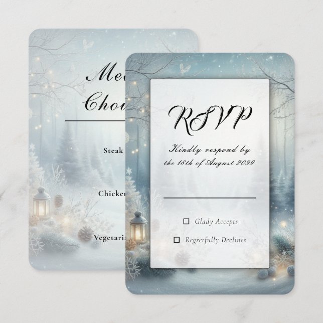 Whispers of a Winter Solstice Wedding RSVP Card (Front/Back)