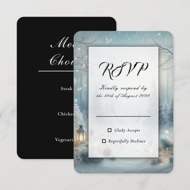 Whispers of a Winter Solstice Wedding RSVP Card (Front/Back)