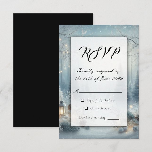 Whispers of a Winter Solstice Wedding RSVP Card (Front/Back)