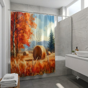 Whispers of Autumn: A Watercolor Serenade Shower Curtain