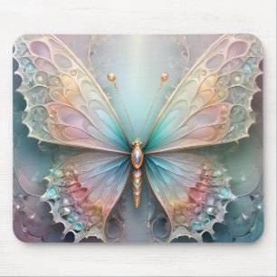Whispers of Color: Pastel Fractal Butterfly Dream Mouse Pad