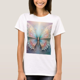 Whispers of Color: Pastel Fractal Butterfly Dream T-Shirt