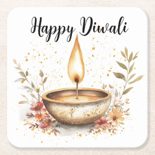 Whispers of Flame, Diwali Square Paper Coaster