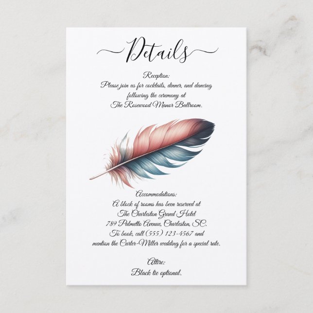 Whispers of Grace Feathered Elegance Minimalism Enclosure Card (Front)