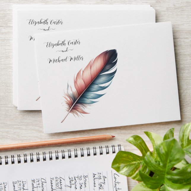 Whispers of Grace Feathered Elegance Minimalism Envelope (Stacked)