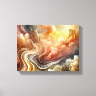 Whispers of Light Abstract Flow in Golden Clouds Canvas Print