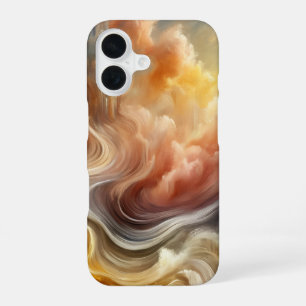 Whispers of Light Golden Abstract Cloud Flow iPhone 16 Case