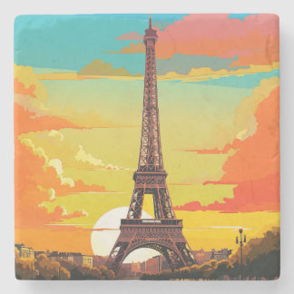 Whispers of Love Beneath the Eiffel #9 Stone Coaster
