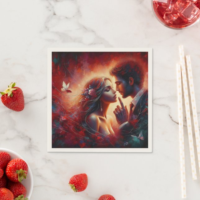 Whispers of Love Valentine Paper Napkin - Romantic (Insitu)