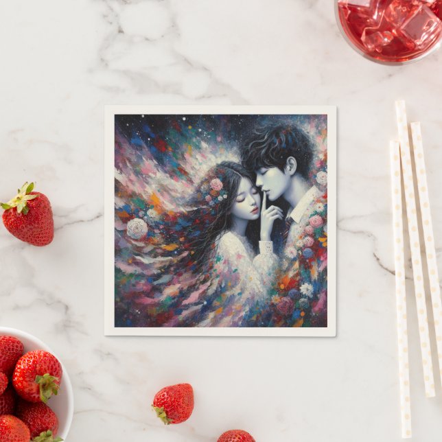 Whispers of Love Valentine Paper Napkin - Romantic (Insitu)