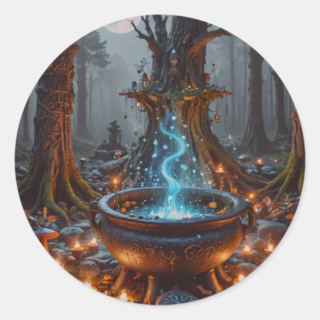 Whispers of Magic Beneath the Moon Classic Round Sticker (Front)