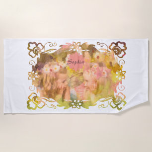 Whispers of Magic: Two Fairy Friends in a Garden Beach Towel
