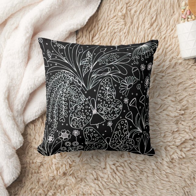 ​Whispers of Nature Botanical Line Art Square  Cushion (Blanket)