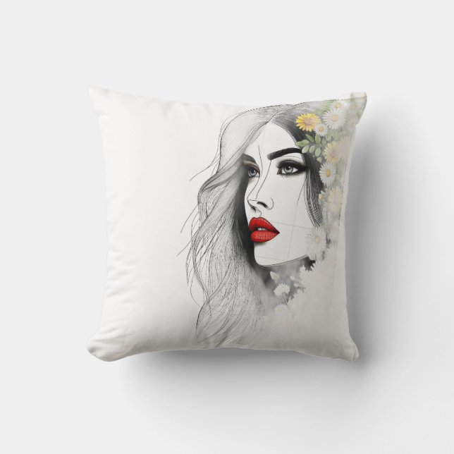 Whispers of Nature – Feminine Beauty in Bloom Cushion (Front)