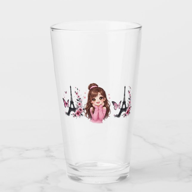 Whispers of Paris Petals Over the Eiffel A Butterf Glass (Front)