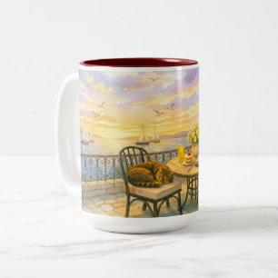 Whispers of Sage Vintage Sealife Two-Tone Coffee Mug
