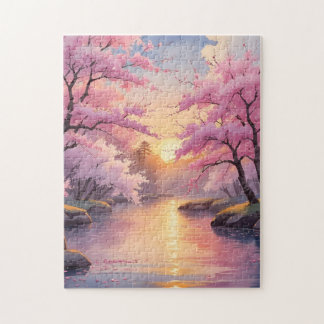 Whispers of Sakura at Sunset Jigsaw Puzzle