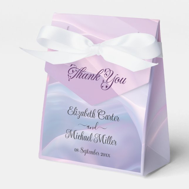 Whispers of Silk: Dreamy Pastel Waves Pink Blue  Favour Box (Front Side)