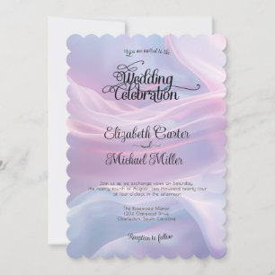 Whispers of Silk: Dreamy Pastel Waves Pink Blue Invitation