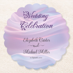 Whispers of Silk: Dreamy Pastel Waves Pink Blue  Paper Coaster