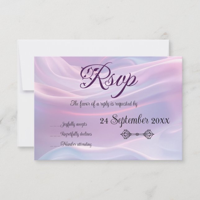 Whispers of Silk: Dreamy Pastel Waves Pink Blue  RSVP Card (Front)