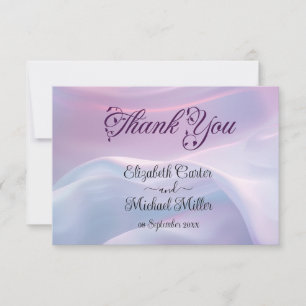 Whispers of Silk: Dreamy Pastel Waves Pink Blue Thank You Card
