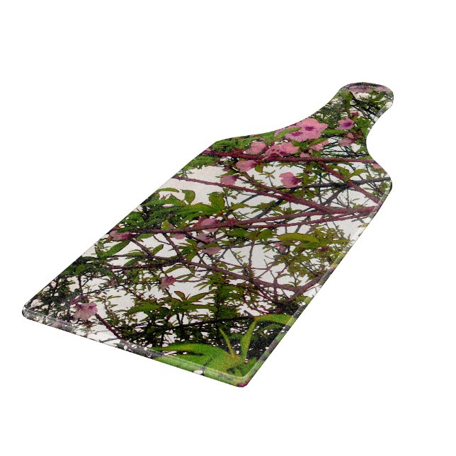 Whispers of Spring: Watercolor Pink Blossom Tree Cutting Board (Corner)