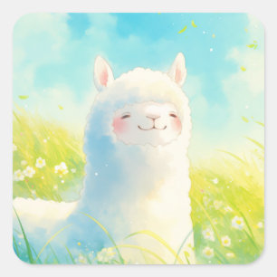 Whispers of Spring with an Alpaca Square Sticker